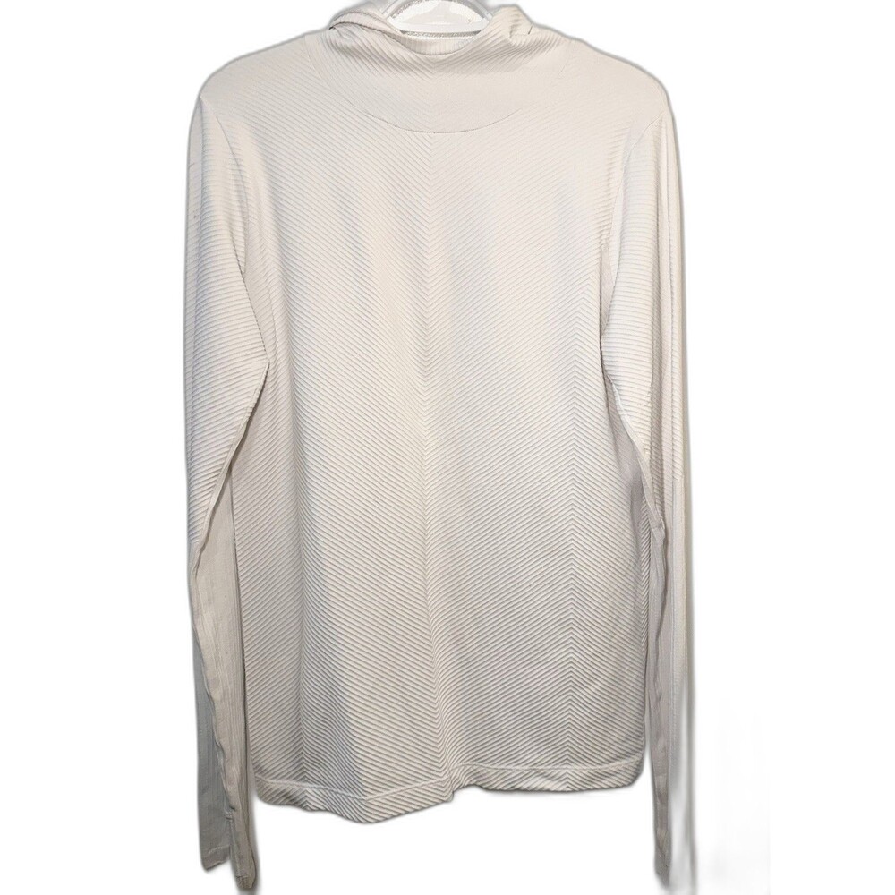 Athleta Textured Chevron Rib Hoodie Pullover White Size L